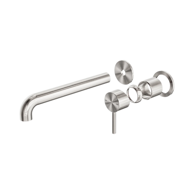 Nero Zen SS316L Wall Basin/Bath Mixer Separate Back Plate 230mm Spout Trim Kits Only, Brushed Nickel