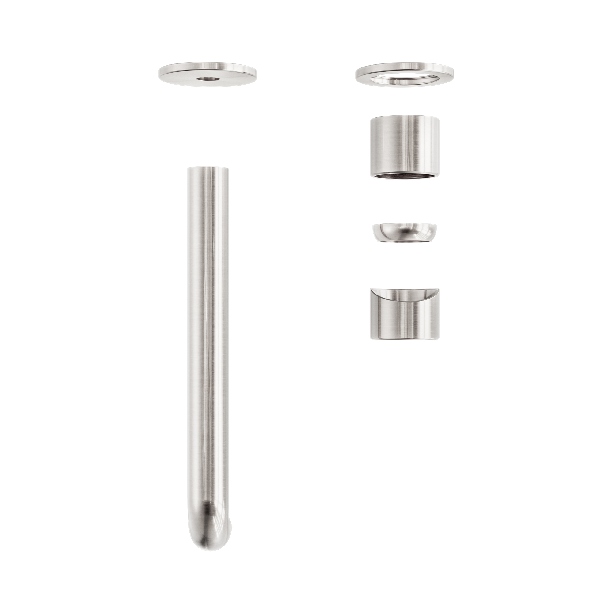 Nero Zen SS316L Wall Mixer Set Separate Back Plate 230mm Spout Trim Kits Only, Brushed Nickel