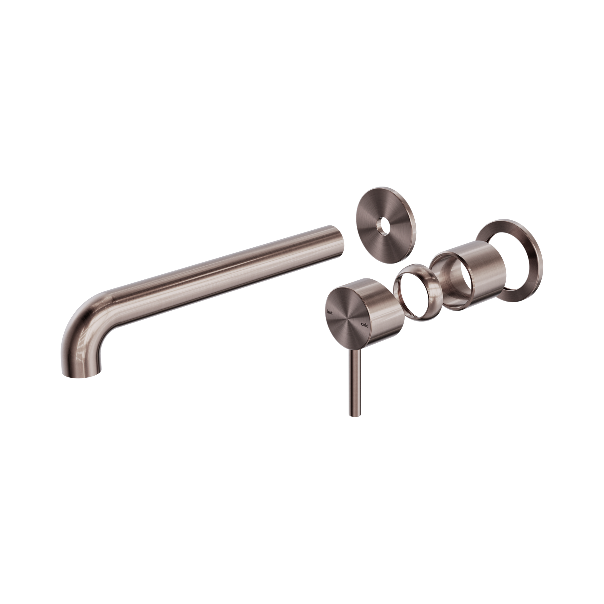Nero Zen SS316L Wall Mixer Set Separate Back Plate 230mm Spout Trim Kits Only, Brushed Bronze