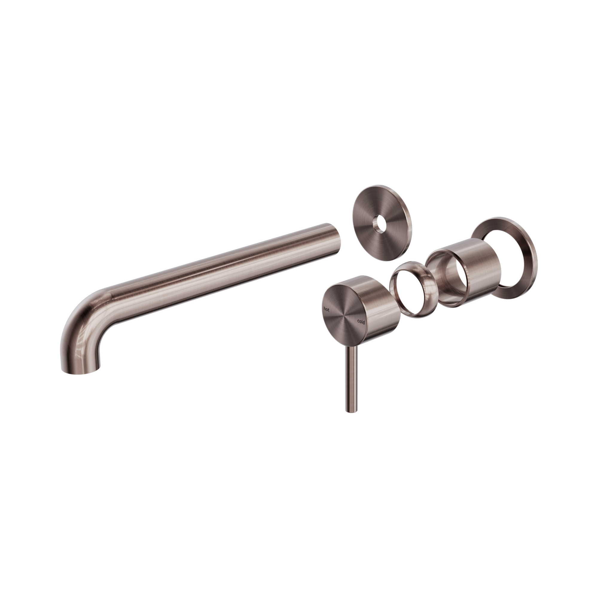 Nero Zen SS316L Wall Mixer Set Separate Back Plate 230mm Spout Trim Kits Only, Brushed Bronze