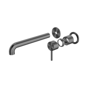 Nero Zen SS316L Wall Mixer Set Separate Back Plate 230mm Spout Trim Kits Only, Graphite