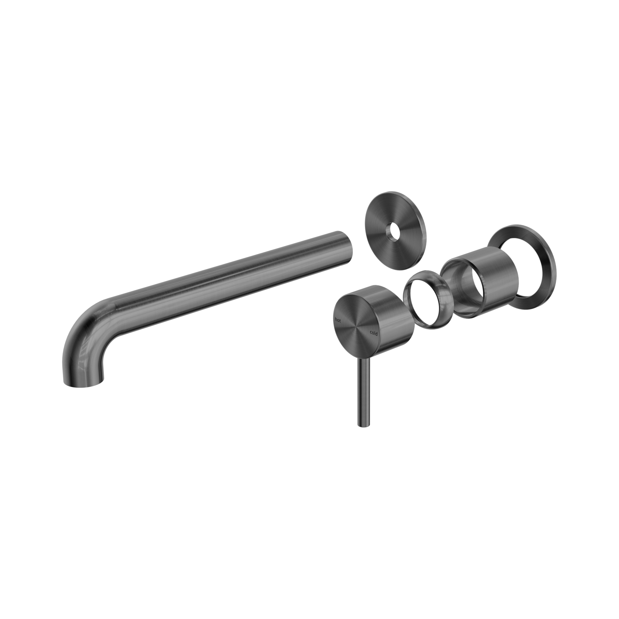 Nero Zen SS316L Wall Mixer Set Separate Back Plate 230mm Spout Trim Kits Only, Graphite