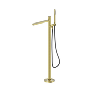 Nero Pure SS316L Progressive Freestanding Bath Mixer With Outdoor Shower Hose, Brushed Gold