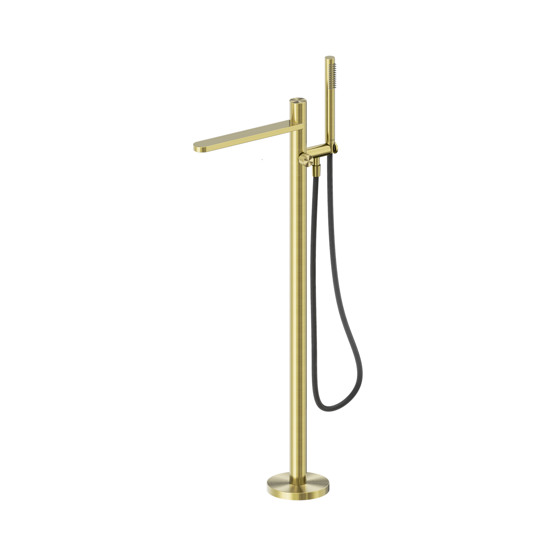 Nero Pure SS316L Progressive Freestanding Bath Mixer With Outdoor Shower Hose, Brushed Gold