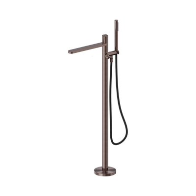 Nero Pure SS316L Progressive Freestanding Bath Mixer With Outdoor Shower Hose, Brushed Bronze