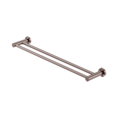Nero Mecca Double Towel Rail 600mm, Brushed Bronze
