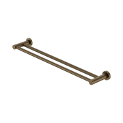 Nero Mecca Double Towel Rail 600mm, Tumbled Antique Brass