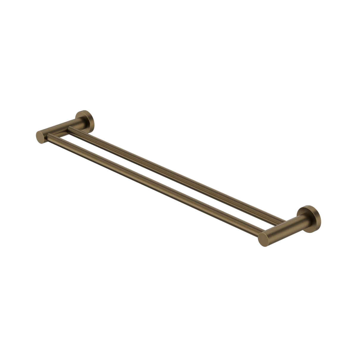 Nero Mecca Double Towel Rail 600mm, Tumbled Antique Brass