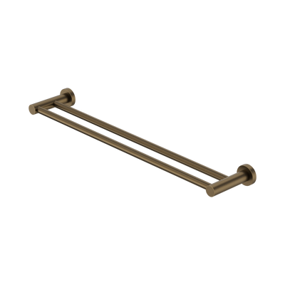 Nero Mecca Double Towel Rail 600mm, Tumbled Antique Brass