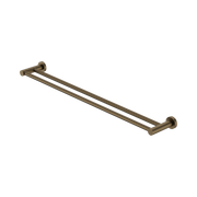 Nero Mecca Double Towel Rail 800mm, Tumbled Antique Brass