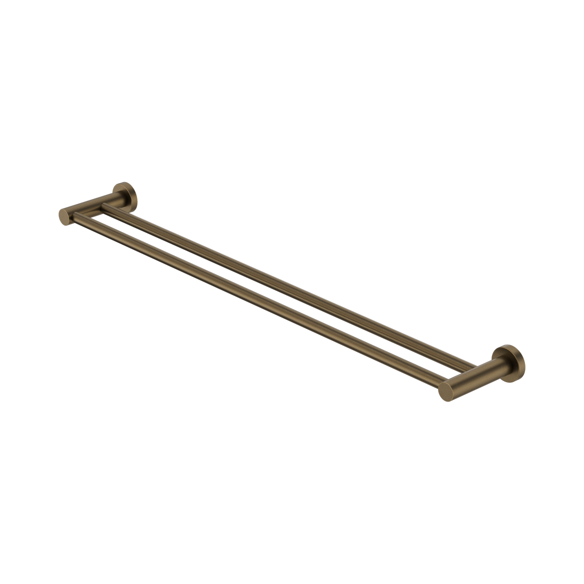Nero Mecca Double Towel Rail 800mm, Tumbled Antique Brass