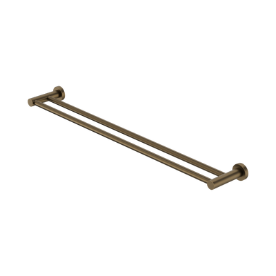 Nero Mecca Double Towel Rail 800mm, Tumbled Antique Brass
