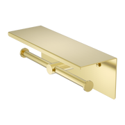 Nero Mecca Double Toilet Roll Holder With Shelf, Brushed Gold
