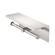 Nero Mecca Double Toilet Roll Holder With Shelf, Brushed Nickel