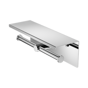 Nero Mecca Double Toilet Roll Holder With Shelf, Chrome