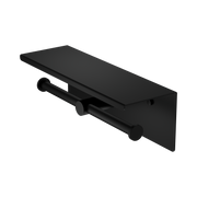 Nero Mecca Double Toilet Roll Holder With Shelf, Matte Black