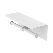 Nero Mecca Double Toilet Roll Holder With Shelf, Matte White