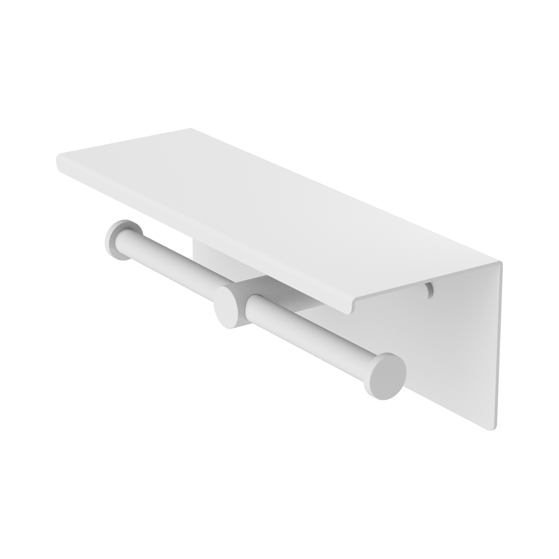 Nero Mecca Double Toilet Roll Holder With Shelf, Matte White