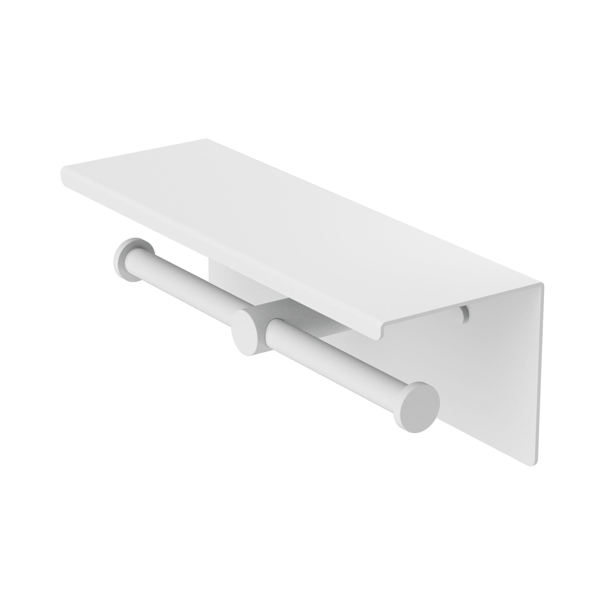 Nero Mecca Double Toilet Roll Holder With Shelf, Matte White