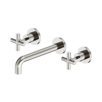 Nero X Plus Wall Basin Set 215mm, Brushed Nickel