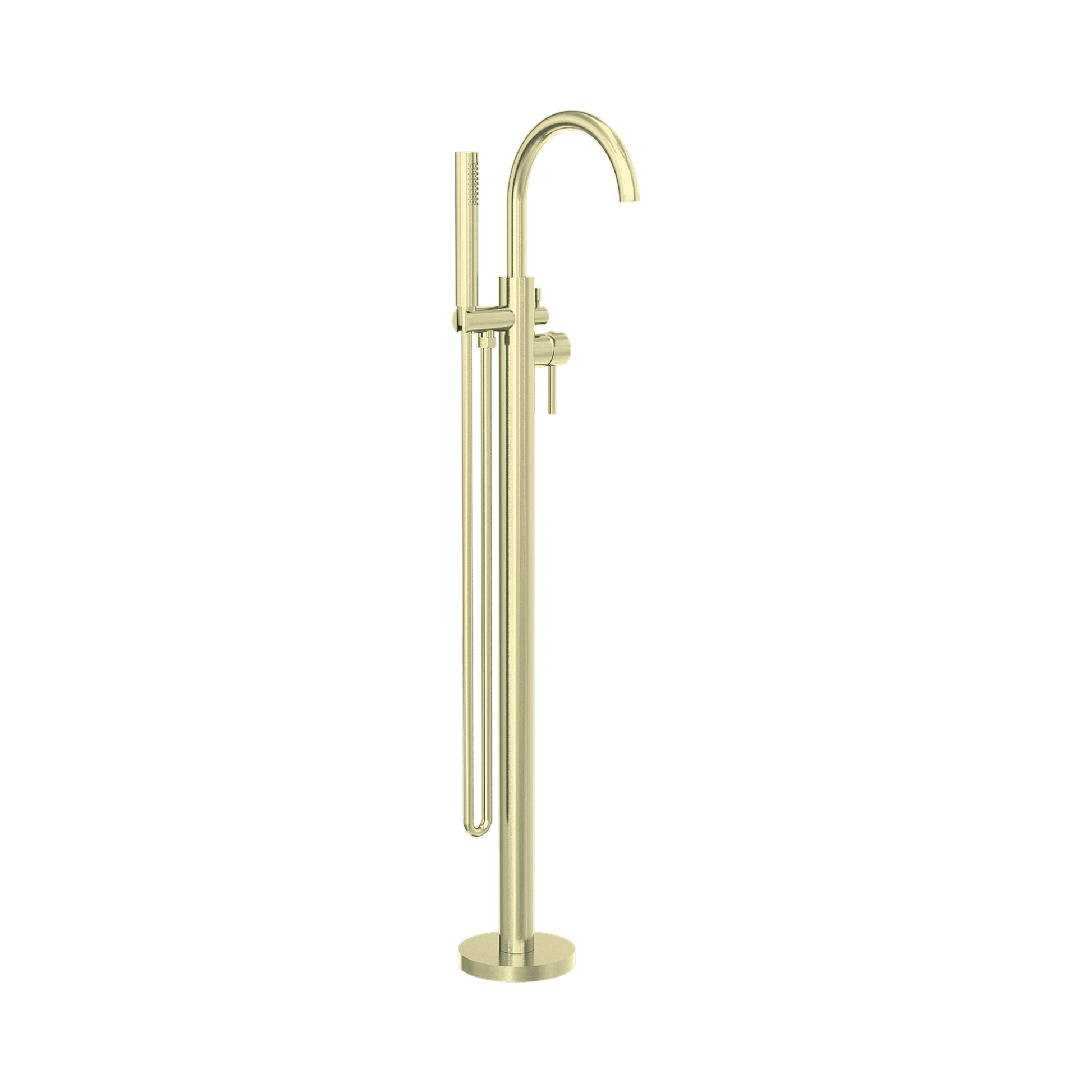 Nero Mecca Round Freestanding Mixer With Hand Shower, Brushed Gold