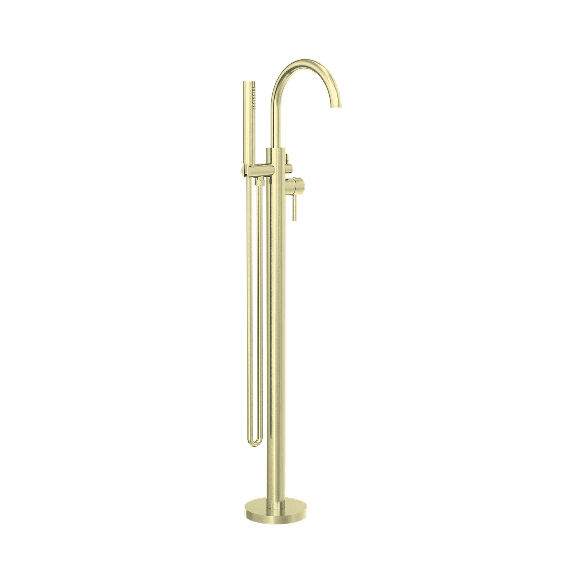 Nero Mecca Round Freestanding Mixer With Hand Shower, Brushed Gold