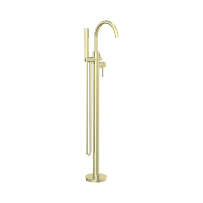 Nero Mecca Round Freestanding Mixer With Hand Shower, Brushed Gold