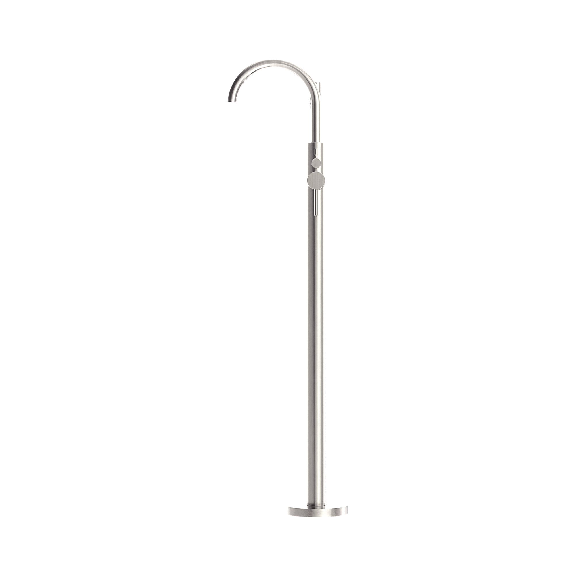 Nero Mecca Round Freestanding Mixer With Hand Shower, Brushed Nickel