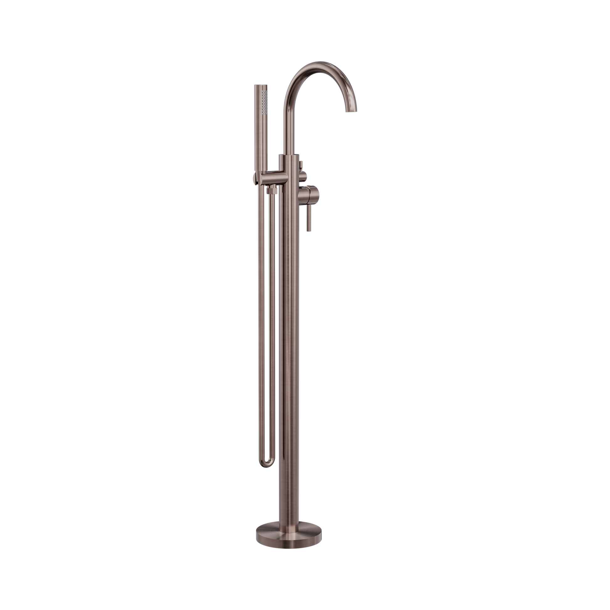 Nero Mecca Round Freestanding Mixer With Hand Shower, Brushed Bronze
