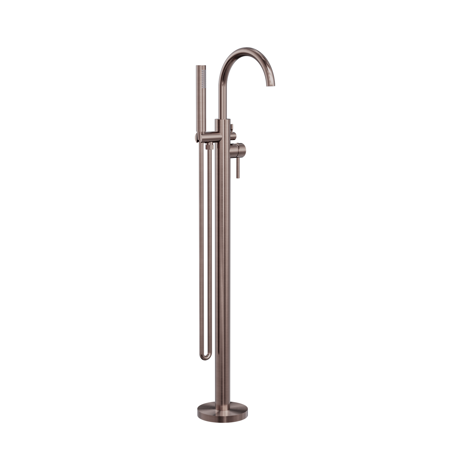 Nero Mecca Round Freestanding Mixer With Hand Shower, Brushed Bronze