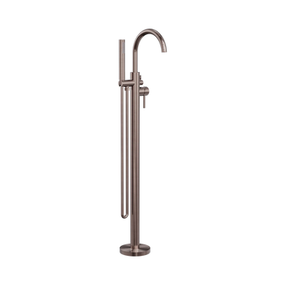 Nero Mecca Round Freestanding Mixer With Hand Shower, Brushed Bronze