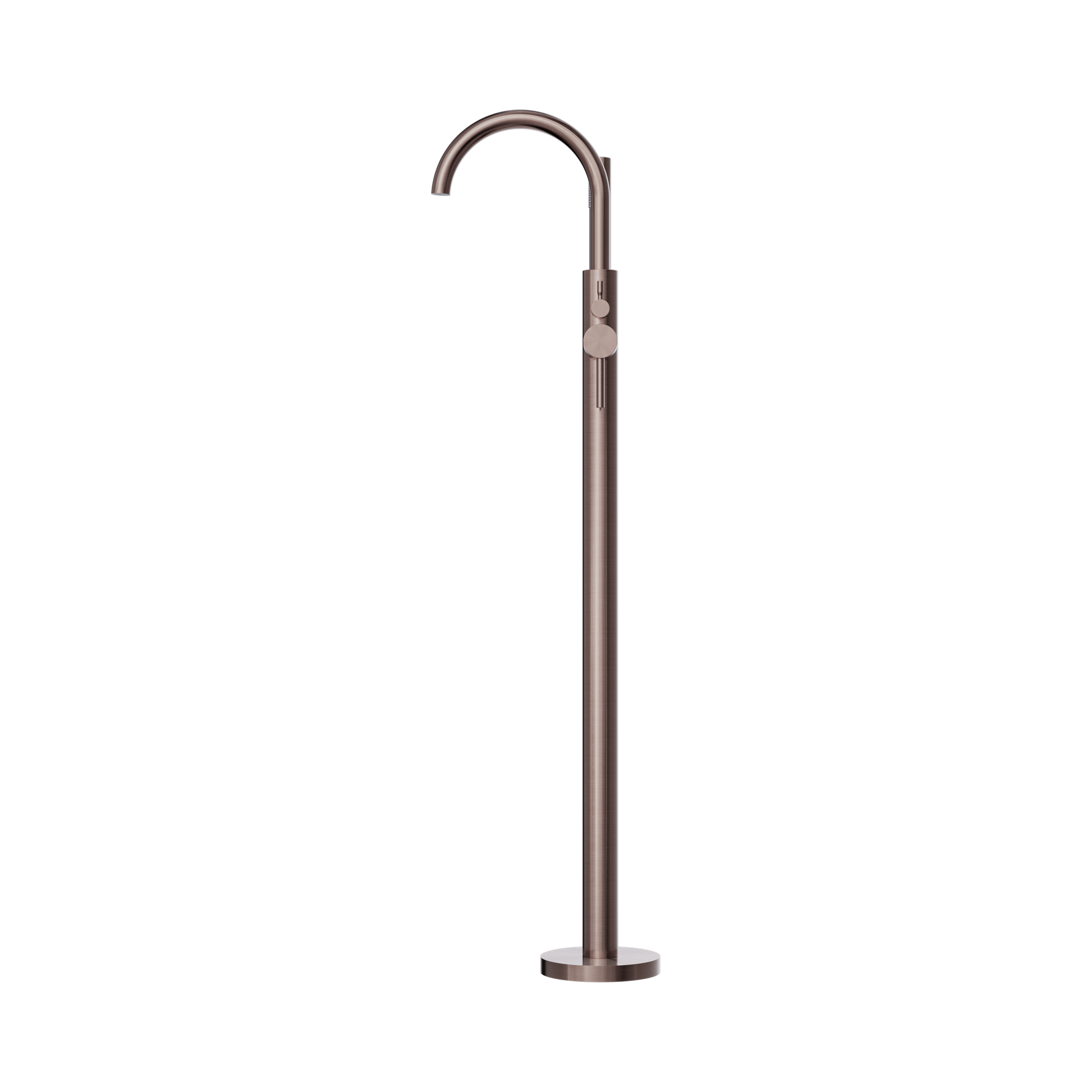 Nero Mecca Round Freestanding Mixer With Hand Shower, Brushed Bronze