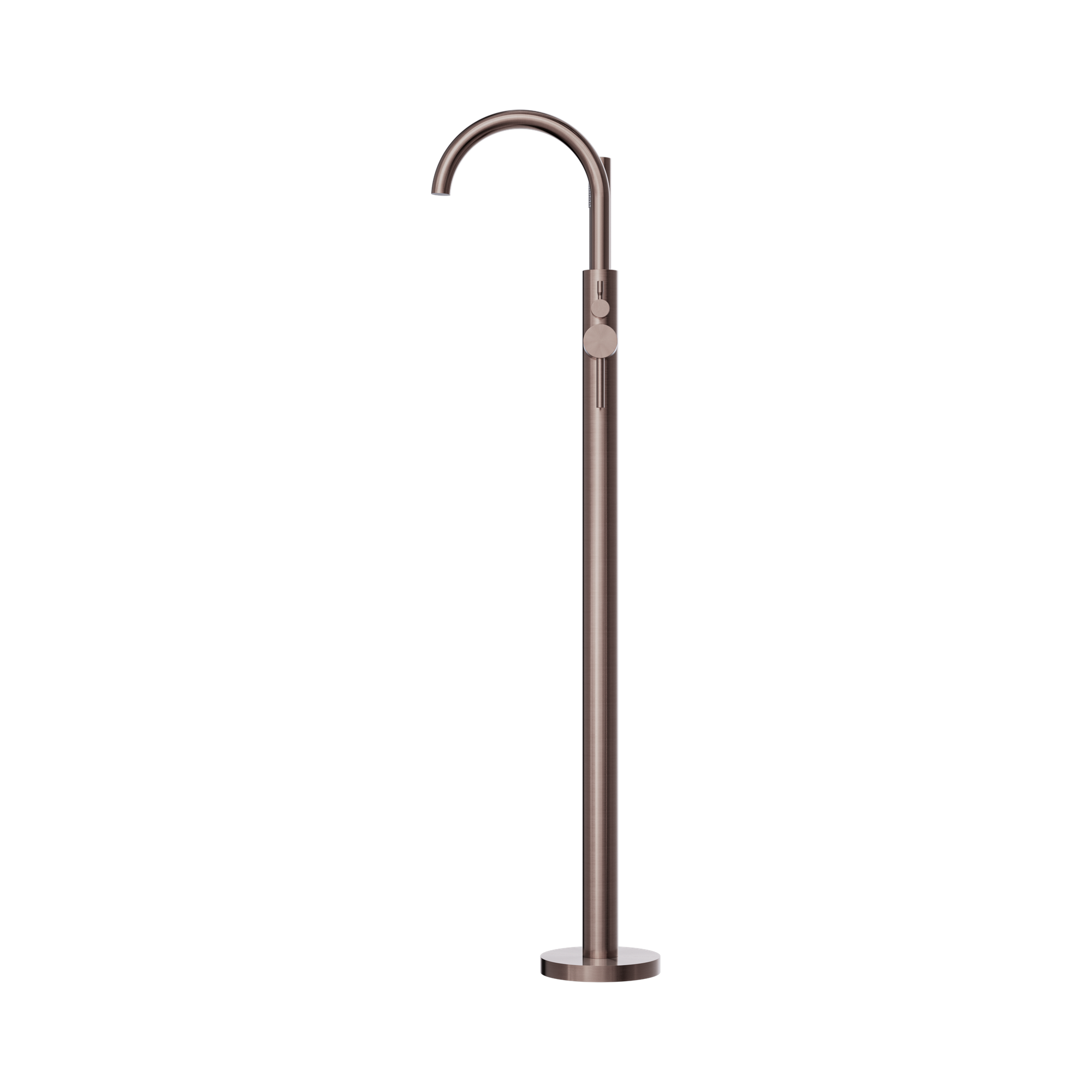Nero Mecca Round Freestanding Mixer With Hand Shower, Brushed Bronze
