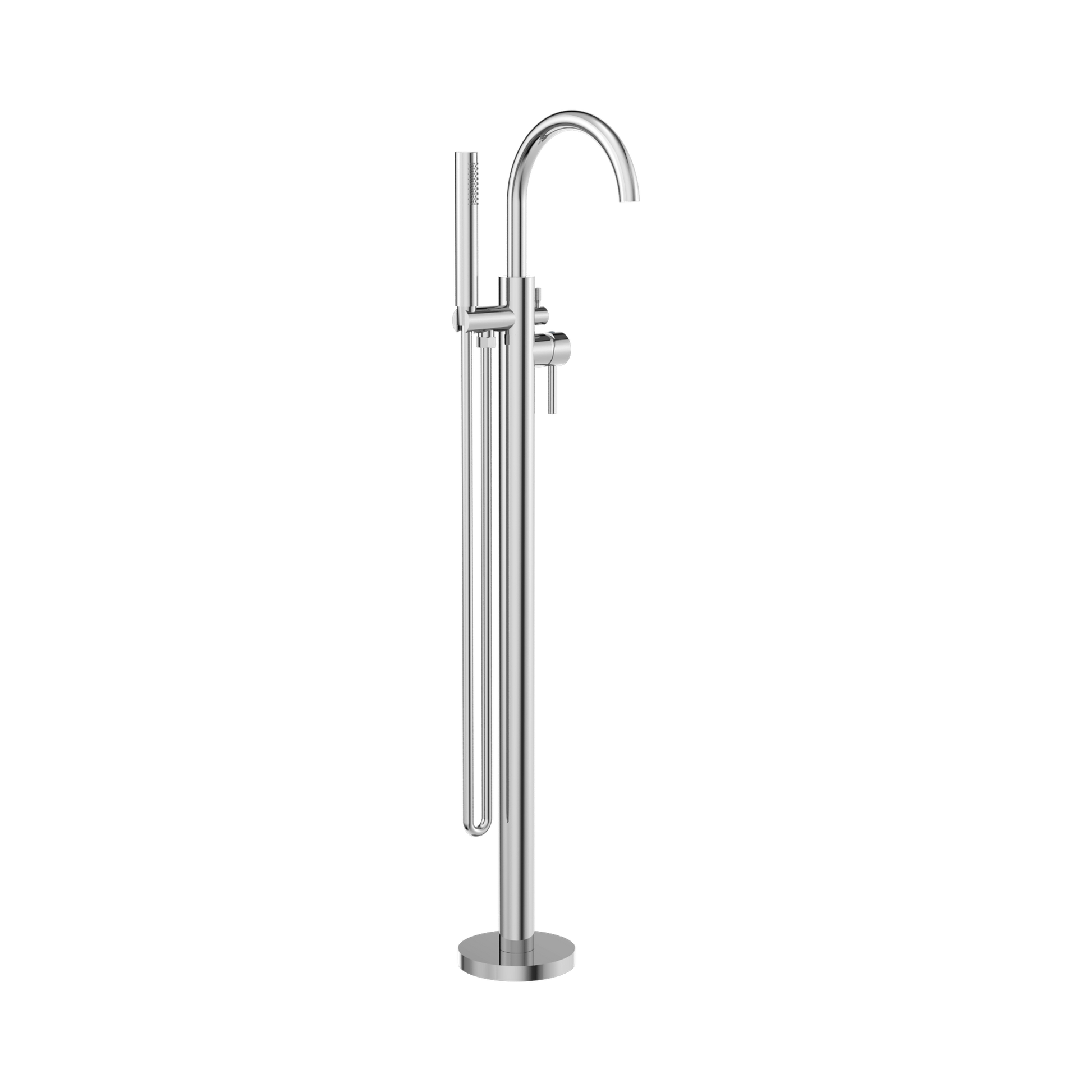 Nero Mecca Round Freestanding Mixer With Hand Shower, Chrome