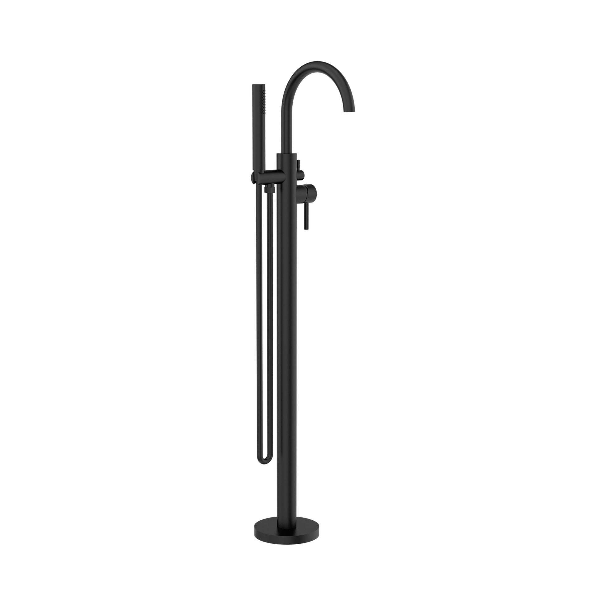 Nero Mecca Round Freestanding Mixer With Hand Shower, Matte Black
