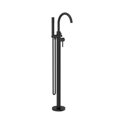 Nero Mecca Round Freestanding Mixer With Hand Shower, Matte Black
