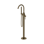 Nero Mecca Round Freestanding Mixer With Hand Shower II, Tumbled Antique Brass