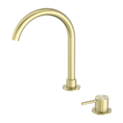 Nero Mecca Hob Basin Mixer Round Swivel Spout, Brushed Gold