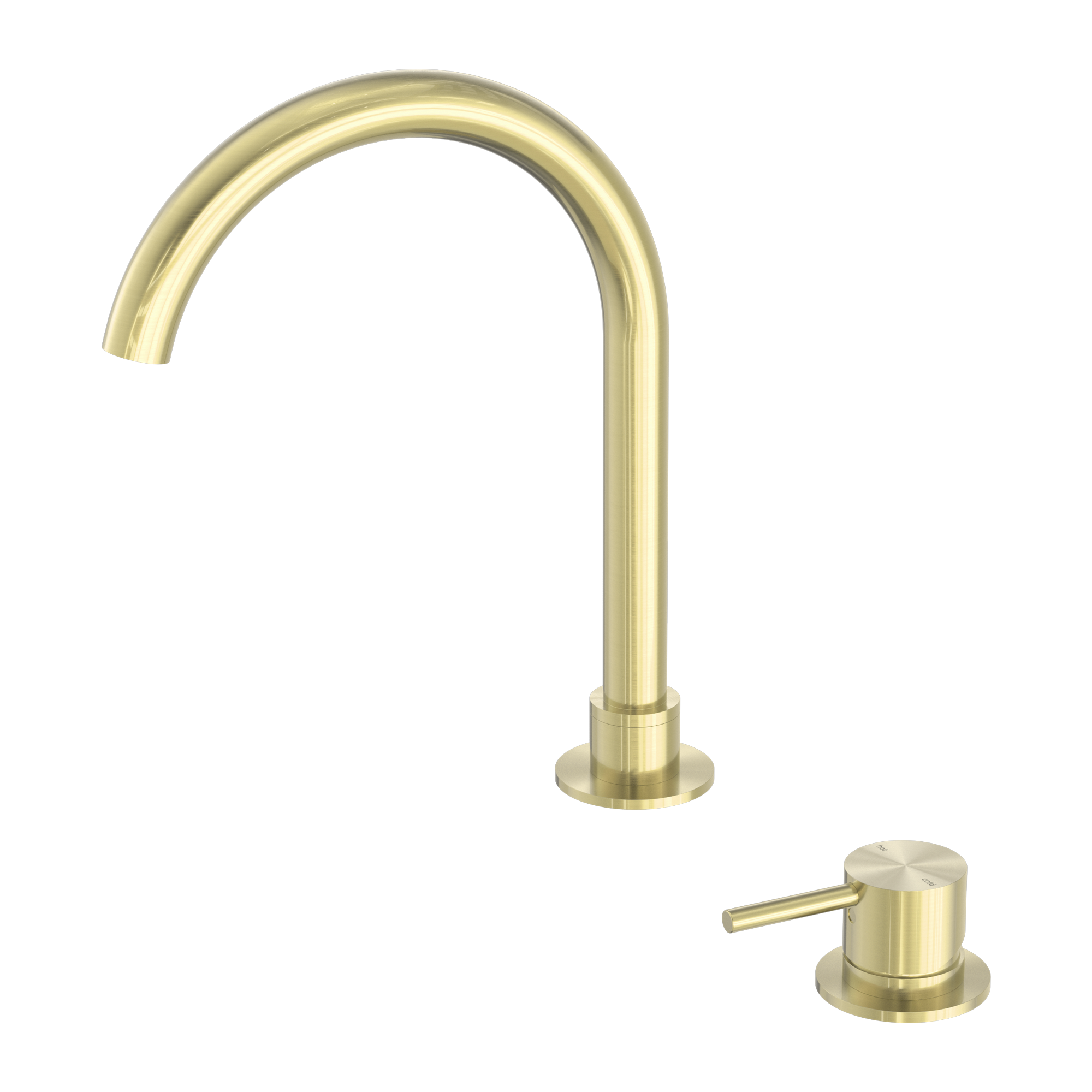Nero Mecca Hob Basin Mixer Round Swivel Spout, Brushed Gold