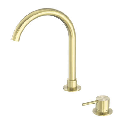 Nero Mecca Hob Basin Mixer Round Swivel Spout, Brushed Gold