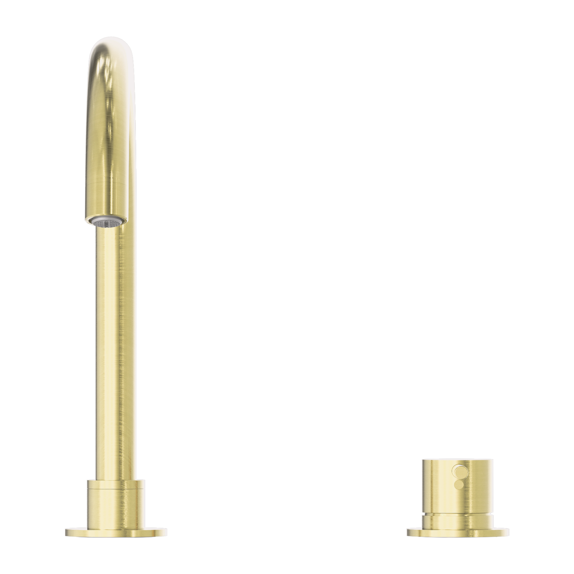 Nero Mecca Hob Basin Mixer Round Swivel Spout, Brushed Gold