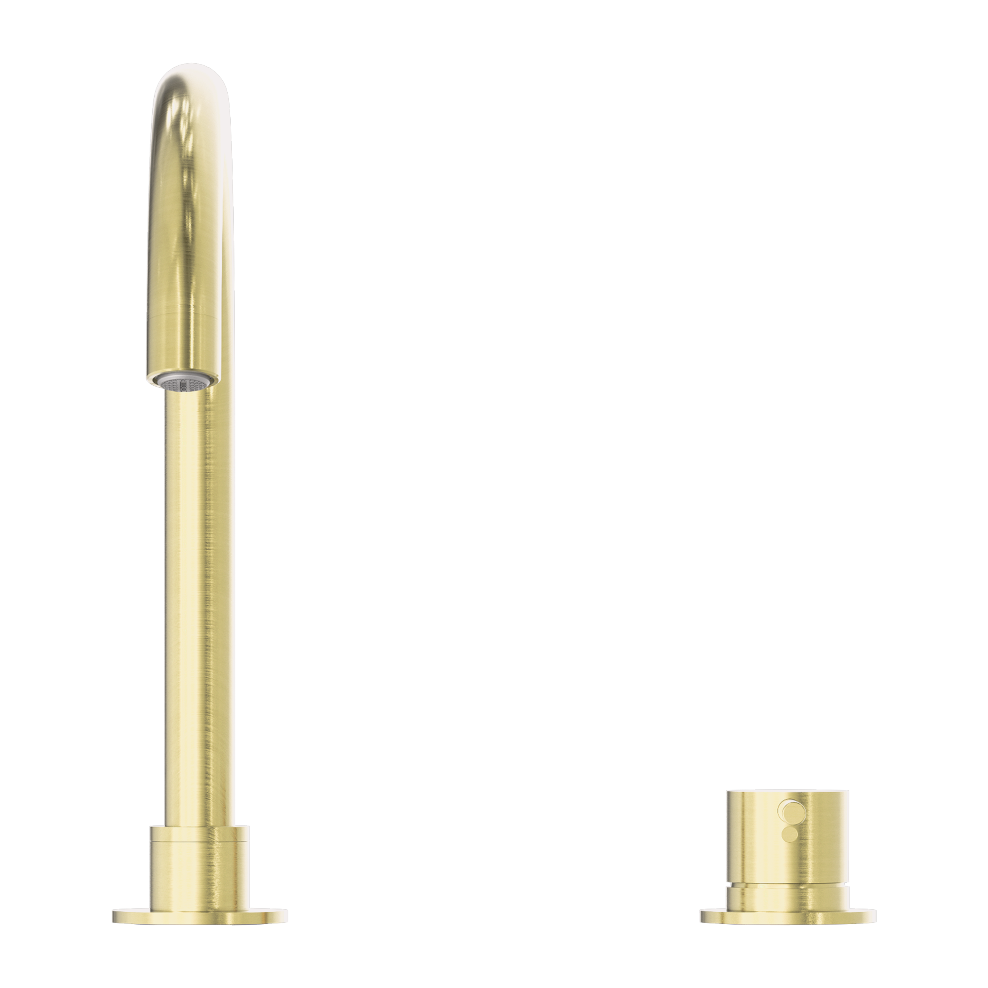 Nero Mecca Hob Basin Mixer Round Swivel Spout, Brushed Gold