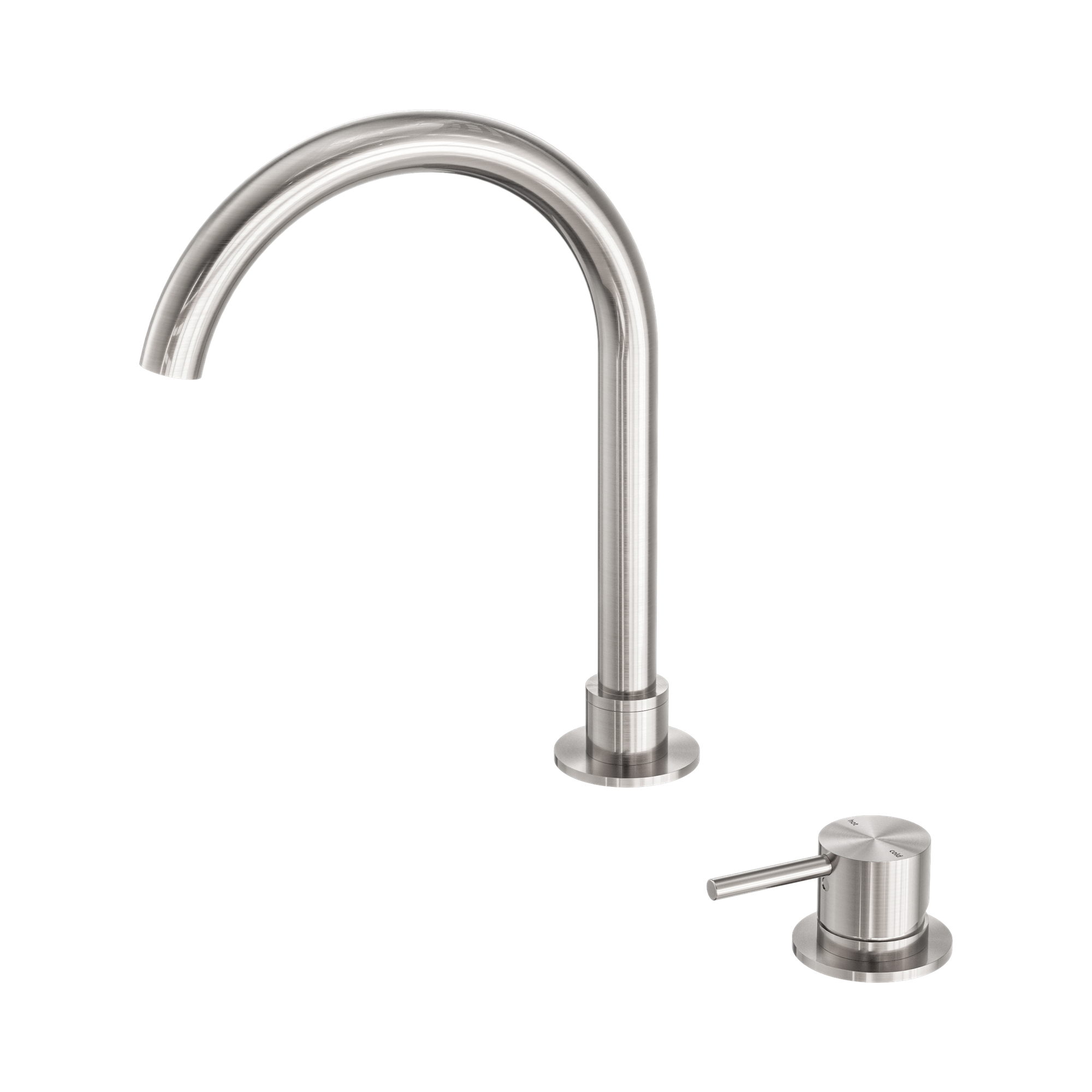 Nero Mecca Hob Basin Mixer Round Swivel Spout, Brushed Nickel