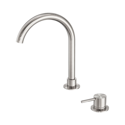 Nero Mecca Hob Basin Mixer Round Swivel Spout, Brushed Nickel