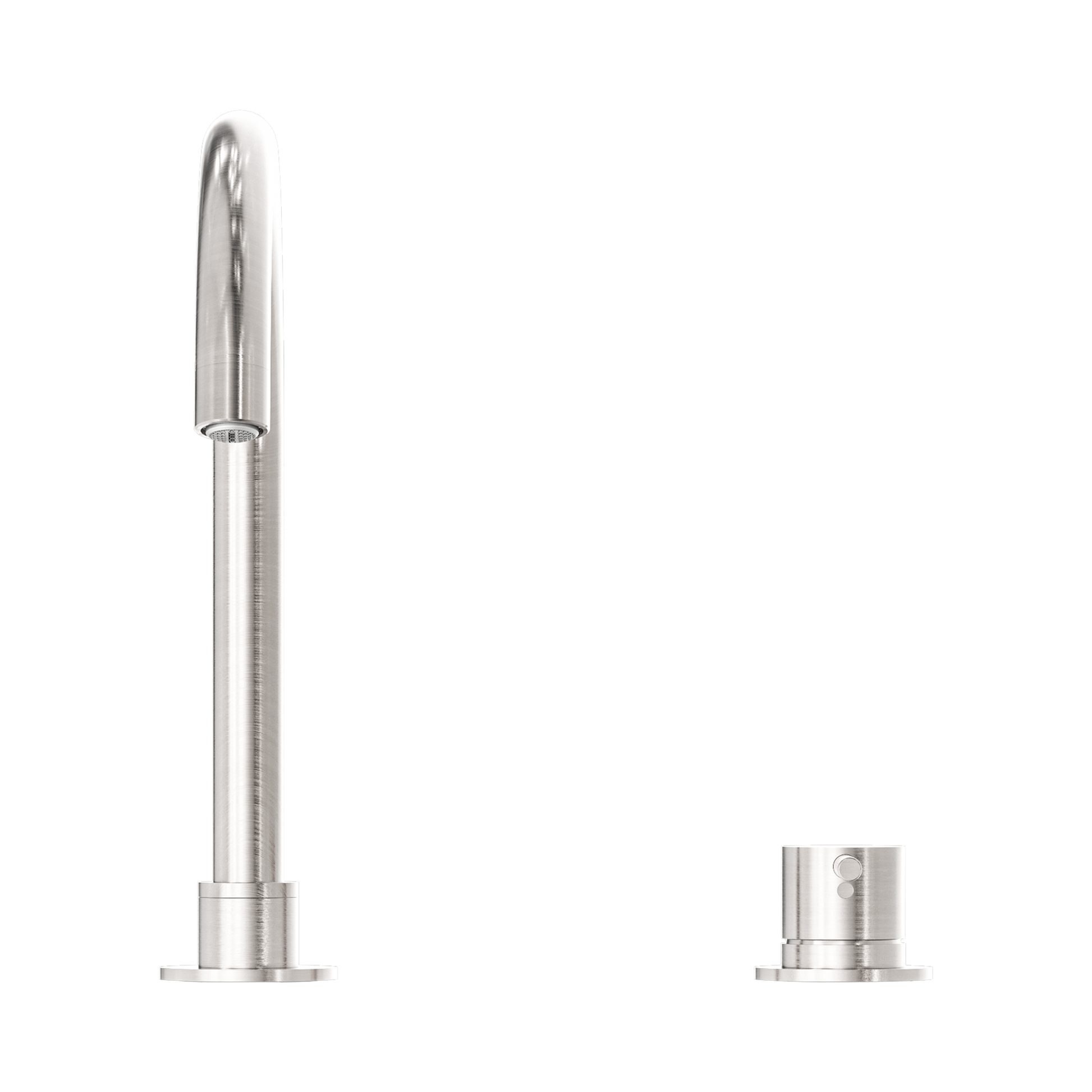 Nero Mecca Hob Basin Mixer Round Swivel Spout, Brushed Nickel