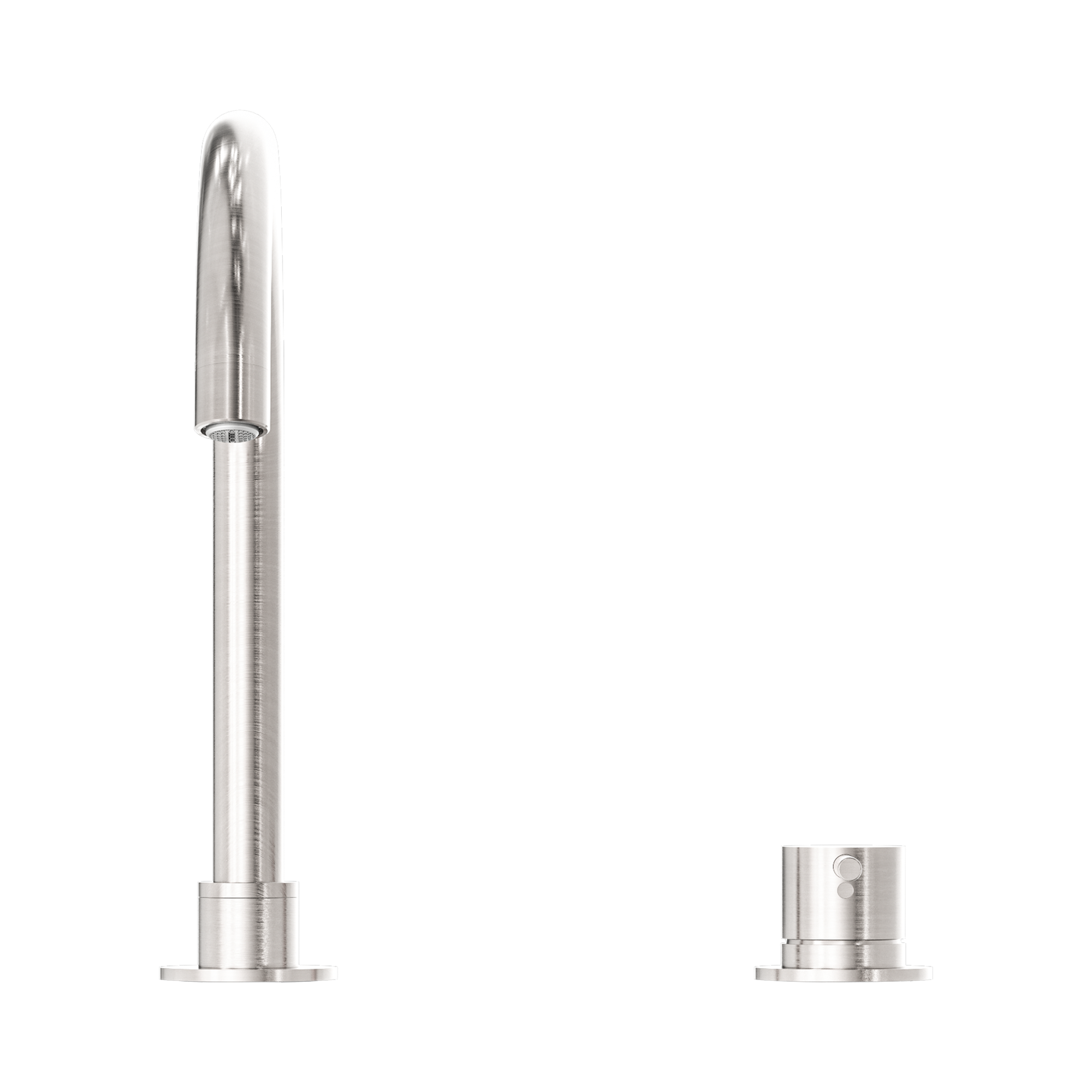 Nero Mecca Hob Basin Mixer Round Swivel Spout, Brushed Nickel
