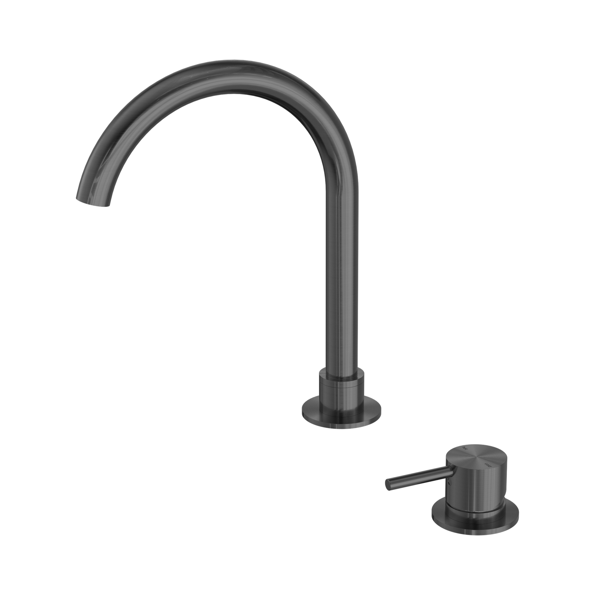 Nero Mecca Hob Basin Mixer Round Swivel Spout, Gun Metal