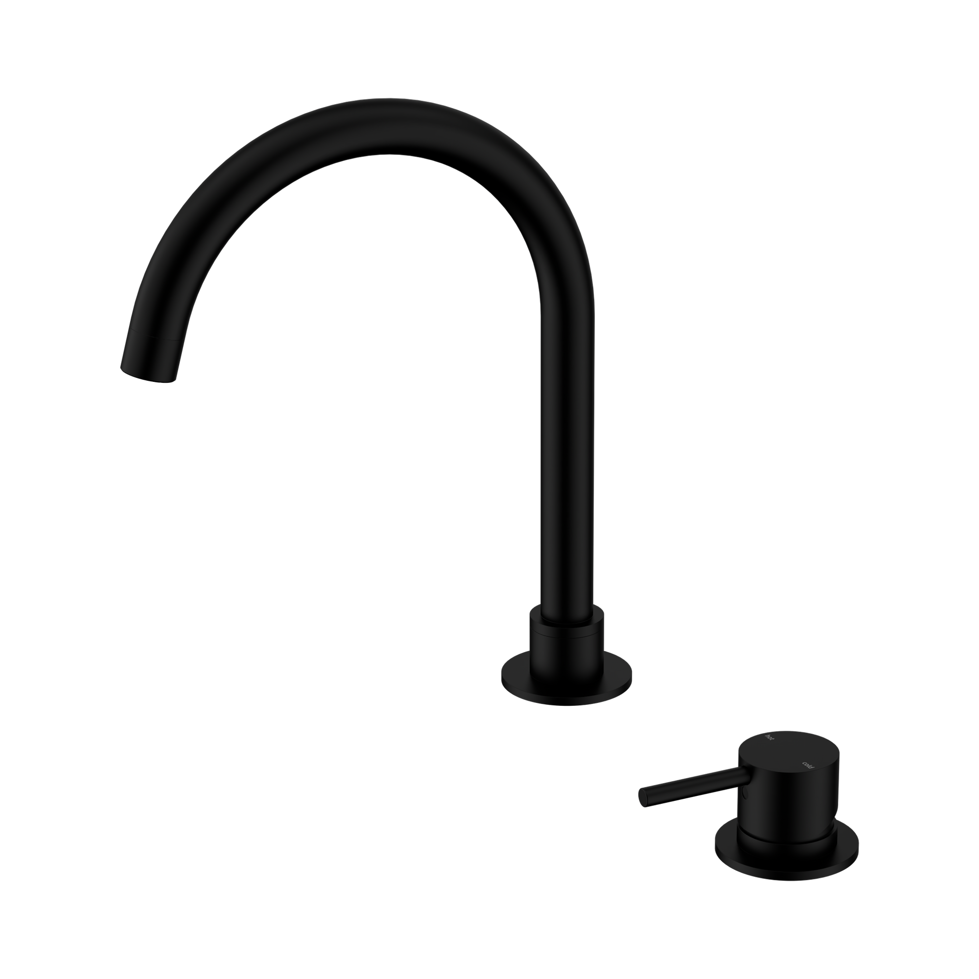 Nero Mecca Hob Basin Mixer Round Swivel Spout, Matte Black
