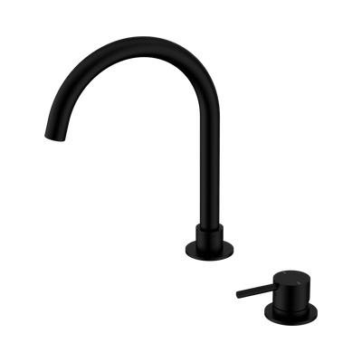 Nero Mecca Hob Basin Mixer Round Swivel Spout, Matte Black