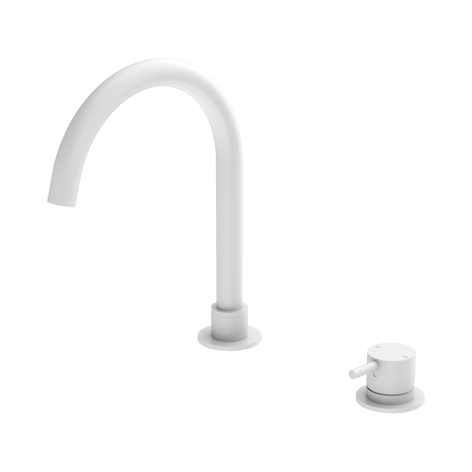Nero Mecca Hob Basin Mixer Round Swivel Spout, Matte White
